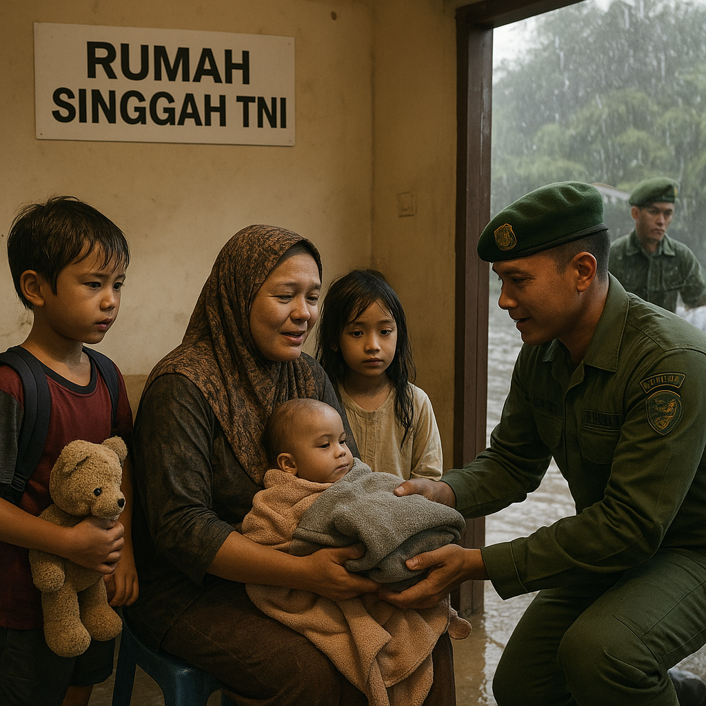 Rumah Dinas yang Hangat: Program 'Rumah Singgah TNI' Selamatkan Keluarga Prajurit Korban Banjir di Grobogan, Istri dan Anak Diungsikan Tanpa Biaya