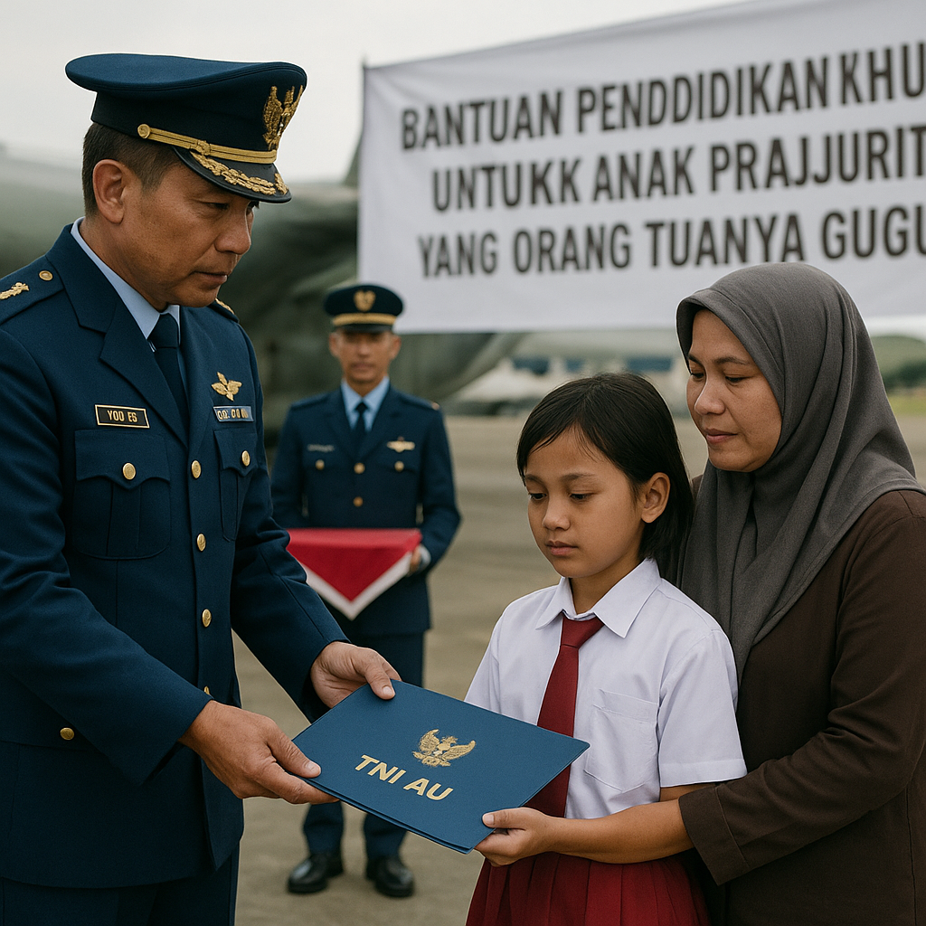 TNI AU Berikan Bantuan Pendidikan Khusus untuk Anak Prajurit yang Orang Tuanya Gugur