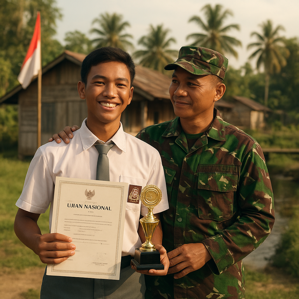 Anak Prajurit TNI di Perbatasan Raih Nilai UN Tertinggi Se-Kabupaten
