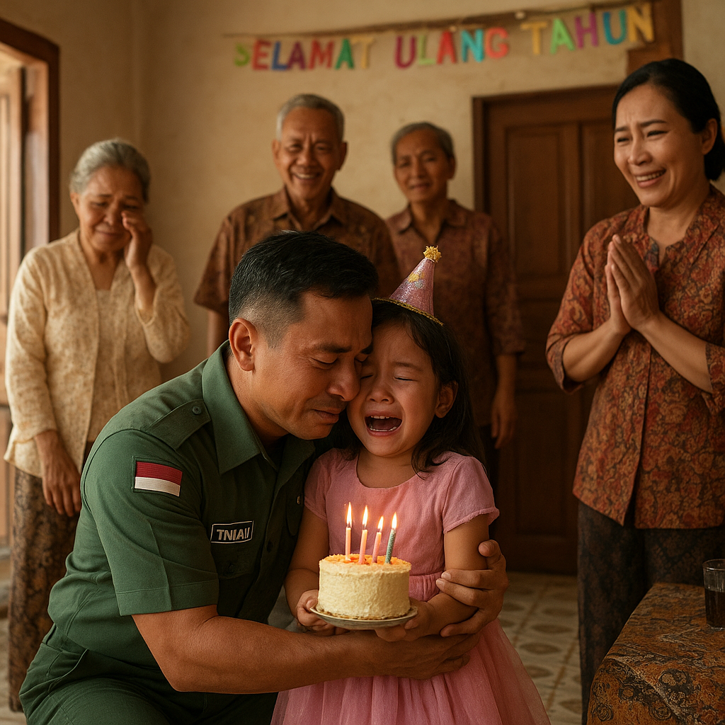 Kejutan Pulang Kampung Prajurit TNI untuk Ulang Tahun Anaknya yang ke-5