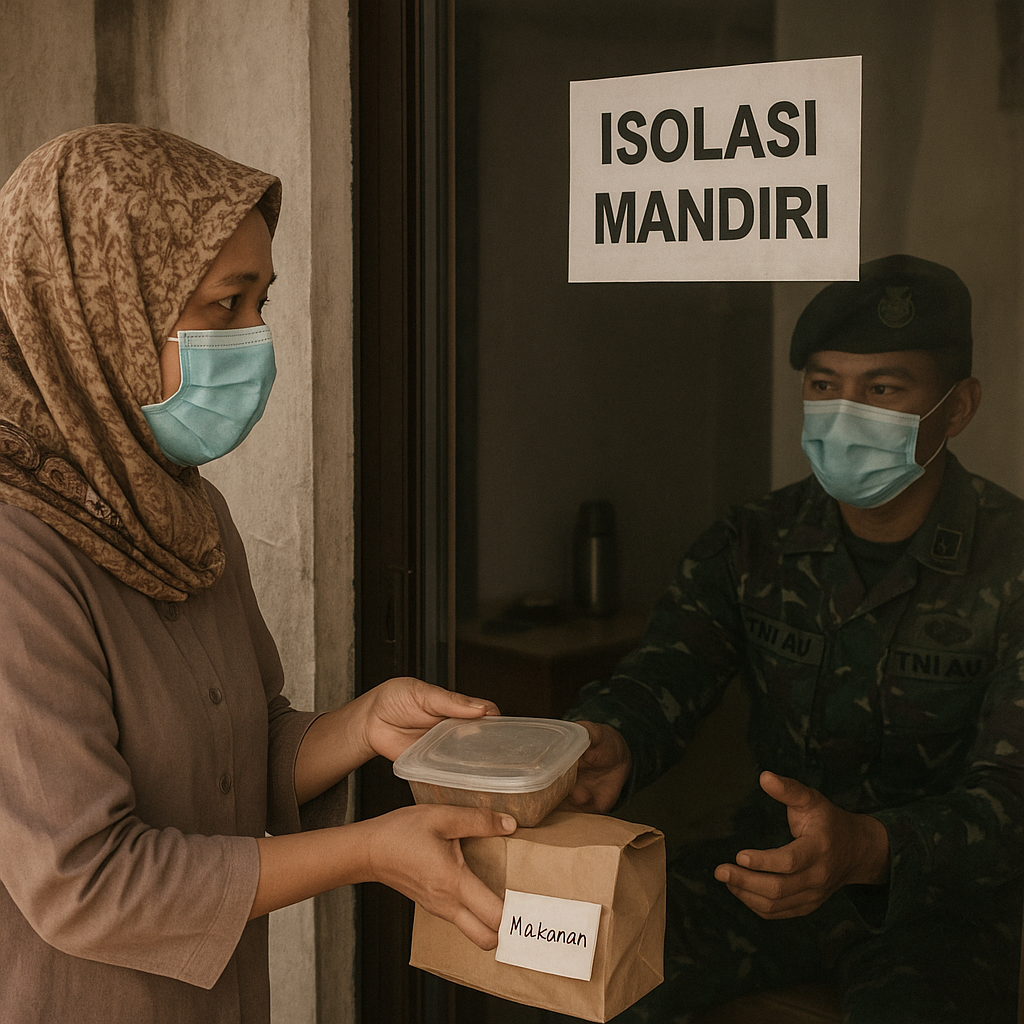 Prajurit TNI AU Jalani Isoman, Istri Antar Makanan Setiap Hari ke Lokasi