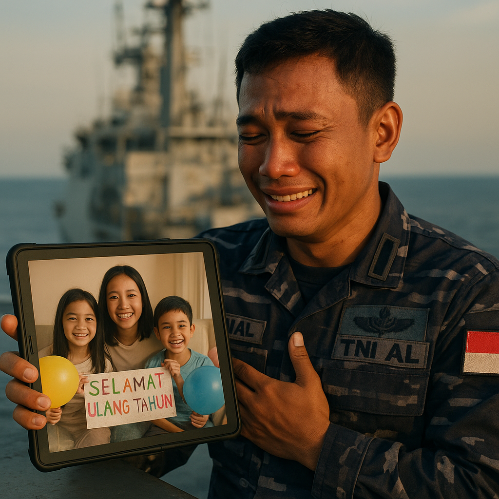 Kejutan Ulang Tahun Virtual untuk Prajurit TNI yang Bertugas di Kapal Perang Jauh dari Keluarga