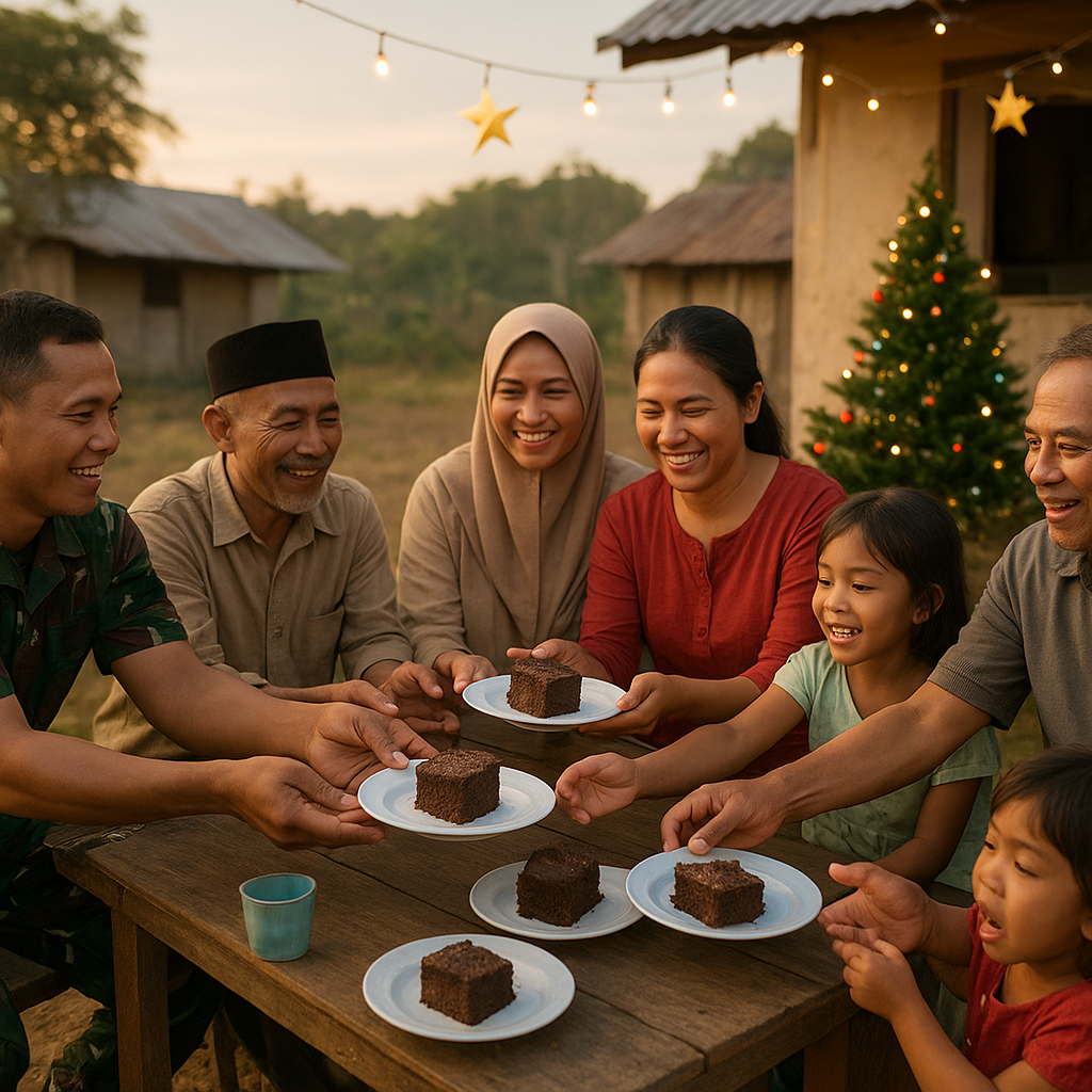 Natal Bersama di Pos Terdepan: Prajurit dan Keluarga Berbagi Kebahagiaan dengan Warga Setempat