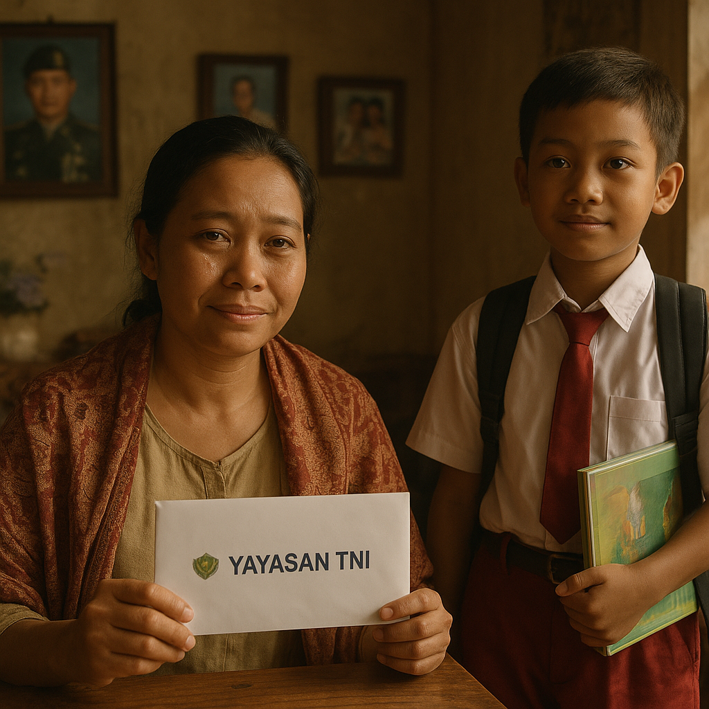 Keluarga Prajurit Gugur Dapat Bantuan Pendidikan dari Yayasan TNI