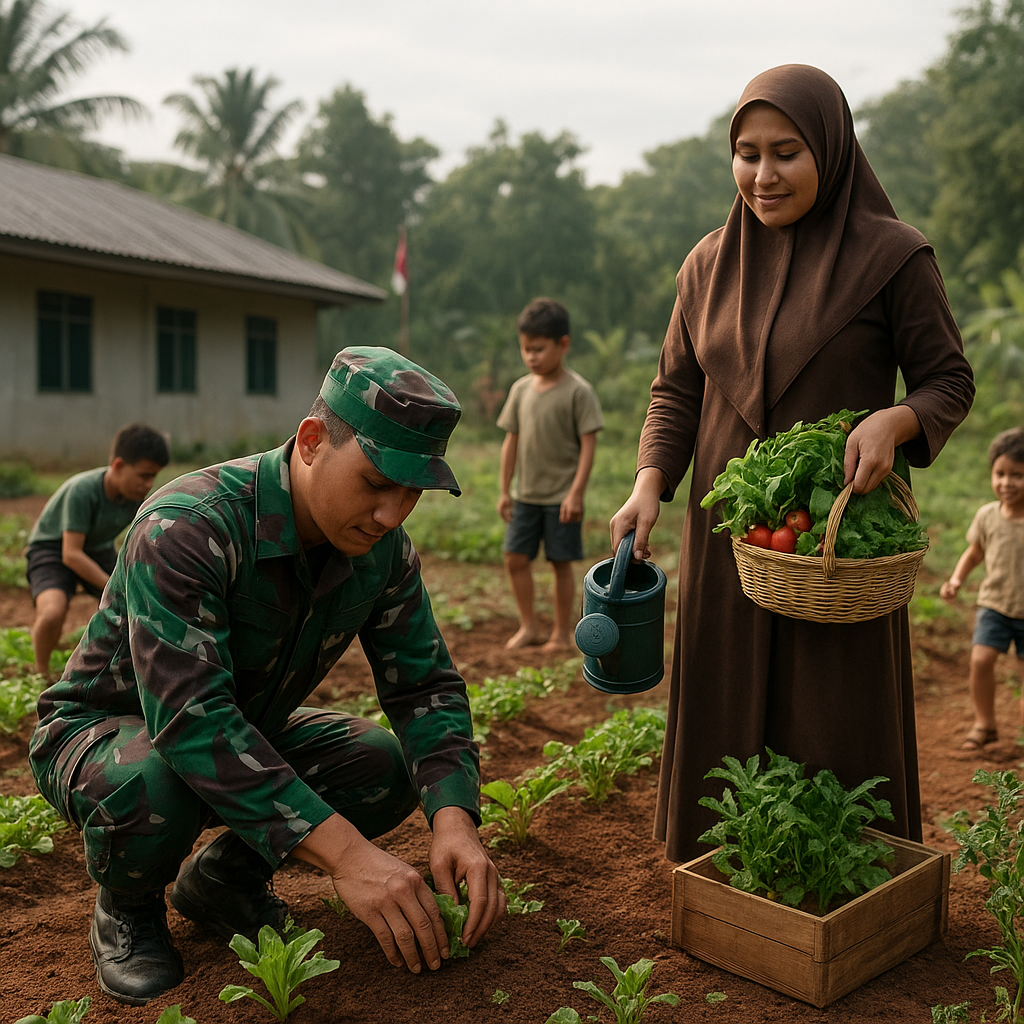Prajurit TNI AD di Kalimantan Sulap Lahan Kosong Jadi Kebun Sayur untuk Biaya Sekolah Anak