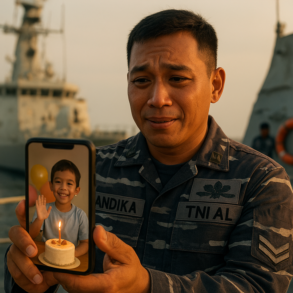 Prajurit TNI AL di Kapal Perang Buat Video Kejutan Ulang Tahun untuk Anaknya yang Autis