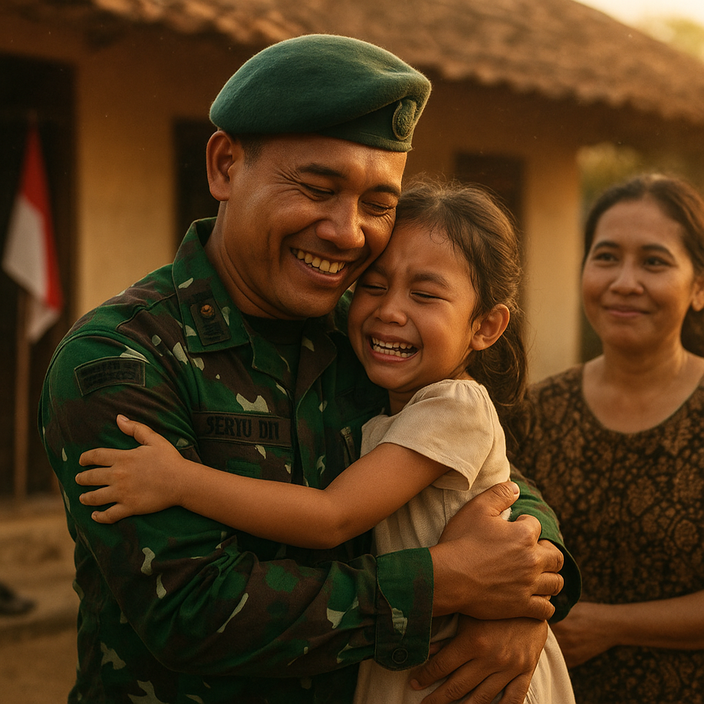 Penantian Setahun Berbuah Pelukan Hangat: Anak Prajurit TNI AD Sambut Ayah Pulang dari Papua