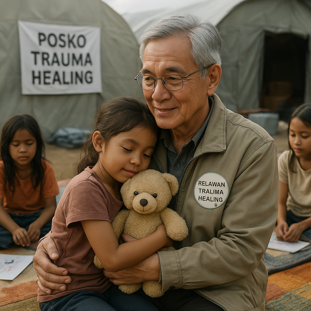 Pensiunan Jenderal TNI Jadi Relawan Trauma Healing untuk Anak-Anak Pasca Bencana