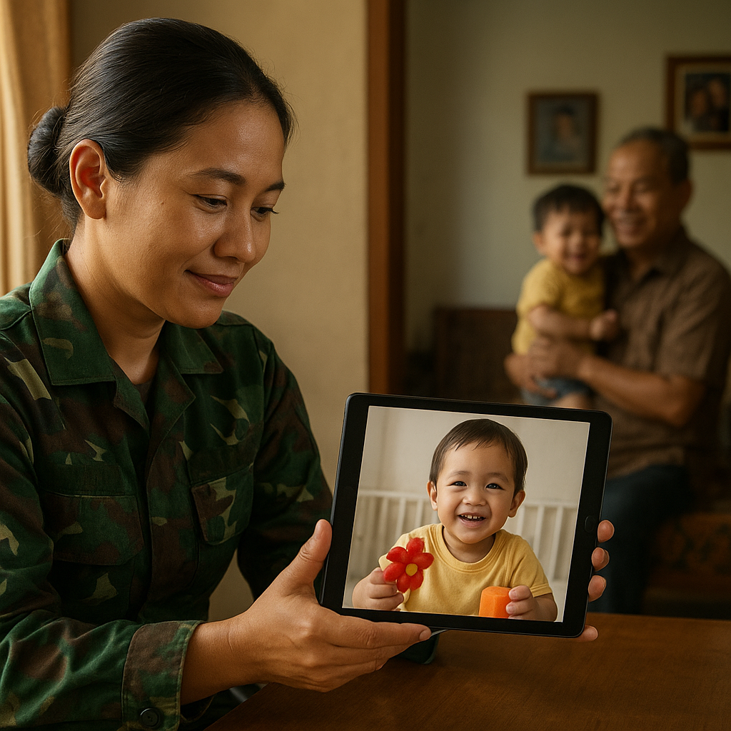 Komunikasi Virtual: Kisah Ibu Prajurit TNI Mengasuh Anak dari Jarak Jauh