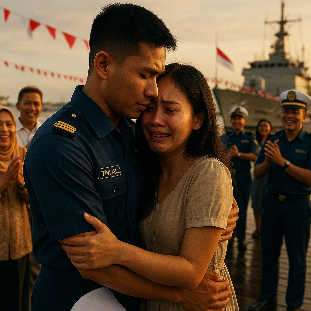 Kejutan di Hari Kemerdekaan: Prajurit TNI AL Pulang dari Tugas Perbatasan, Sang Istri Menangis Haru