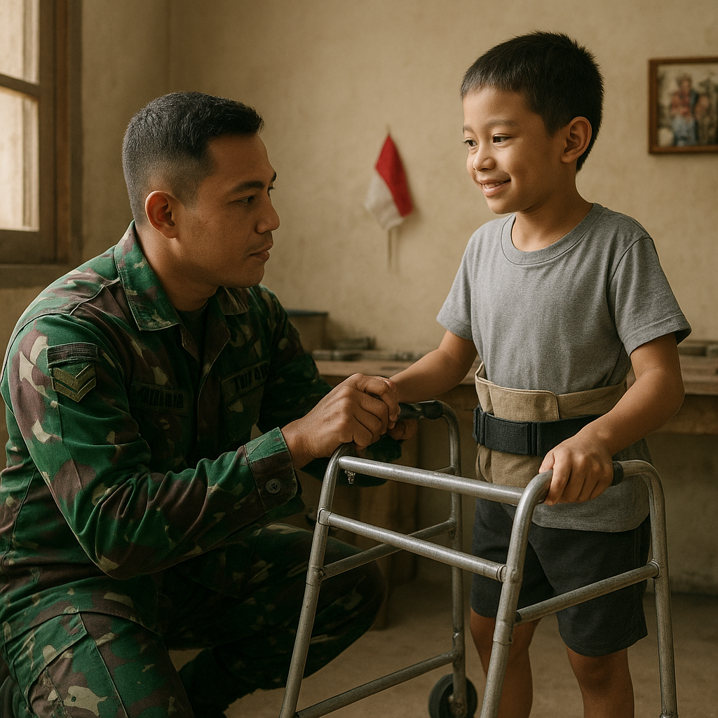 Prajurit TNI AD Ciptakan Alat Bantu Jalan untuk Anaknya yang Disabilitas