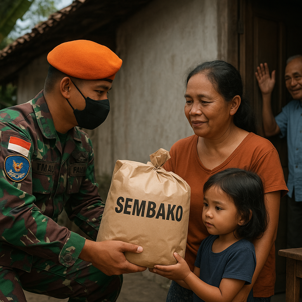 Prajurit TNI AU Paskhas Bagikan Sembako untuk Keluarga Prajurit Tidak Mampu di Momen Natal