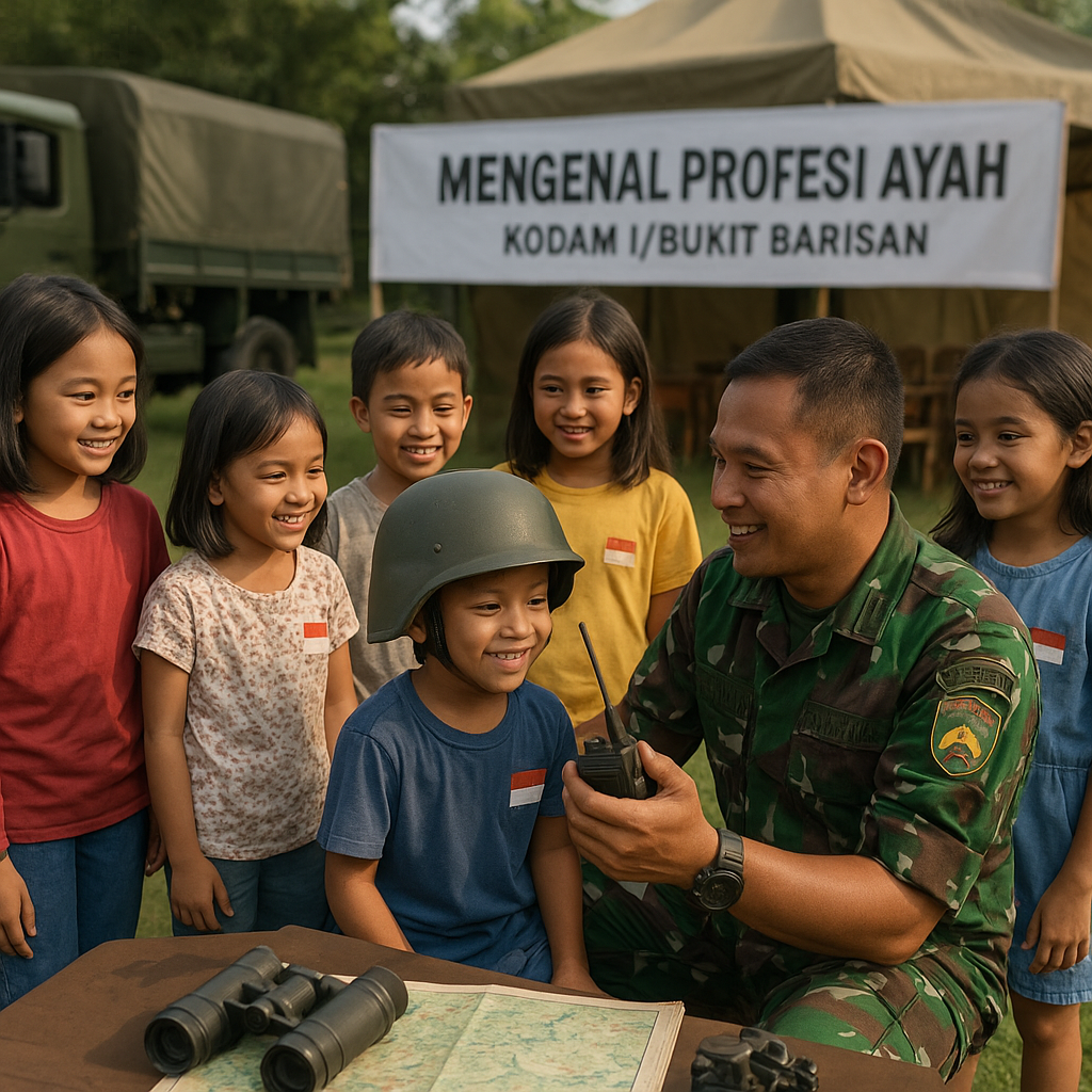 Anak-anak Prajurit TNI AD di Medan Ikuti Kelas 'Mengenal Profesi Ayah'