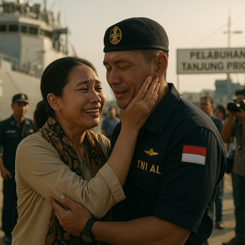 Haru Sang Istri Saat Prajurit TNI AL Pulang Usai 6 Bulan Jaga Perbatasan