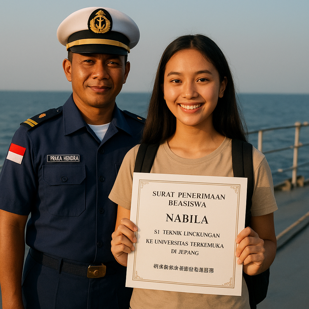 Anak Prajurit TNI AL Raih Beasiswa ke Jepang Berkat Prestasi, Dedikasi Ayah di Kapal Jadi Inspirasi
