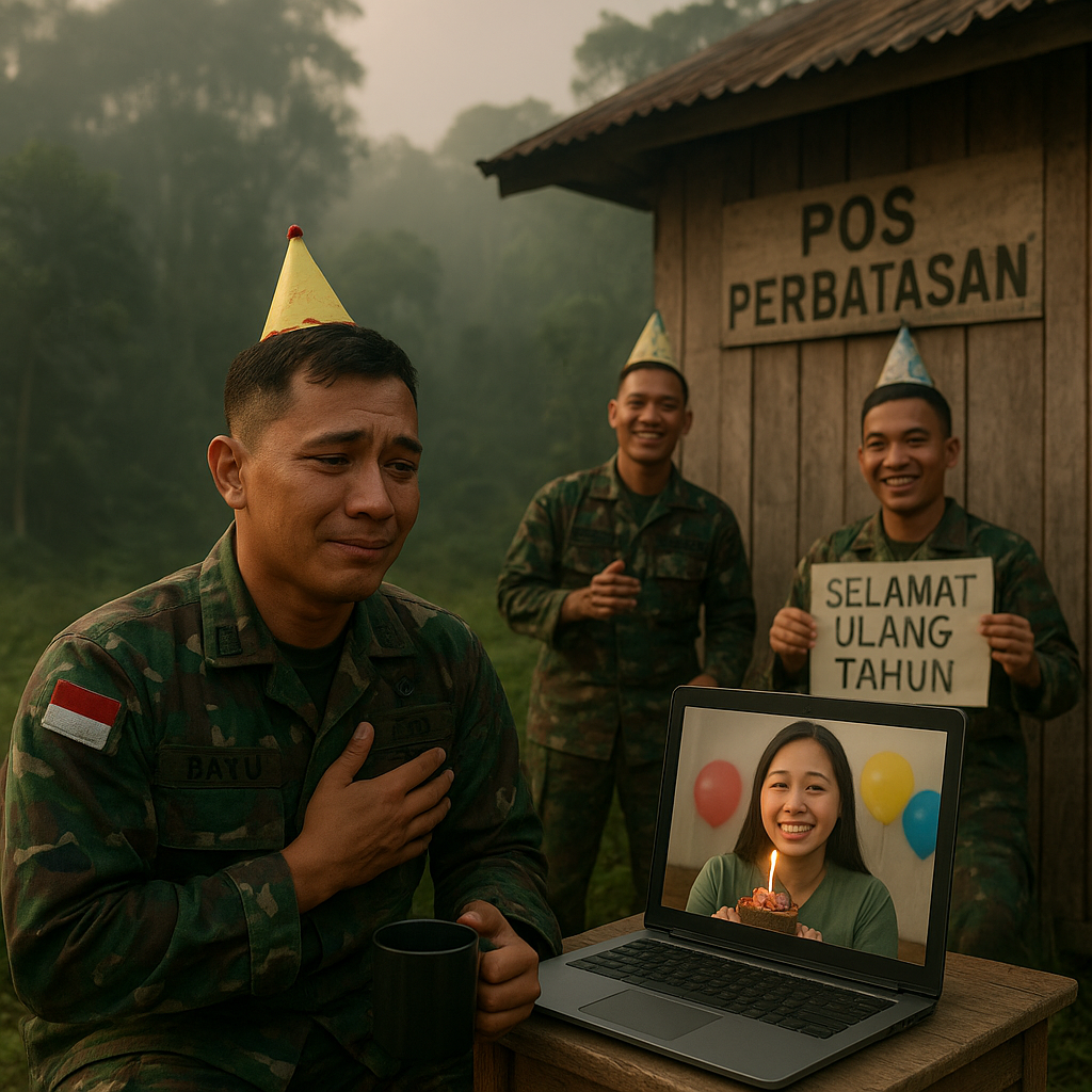 Kejutan Ulang Tahun Virtual untuk Prajurit TNI AD yang Bertugas di Perbatasan