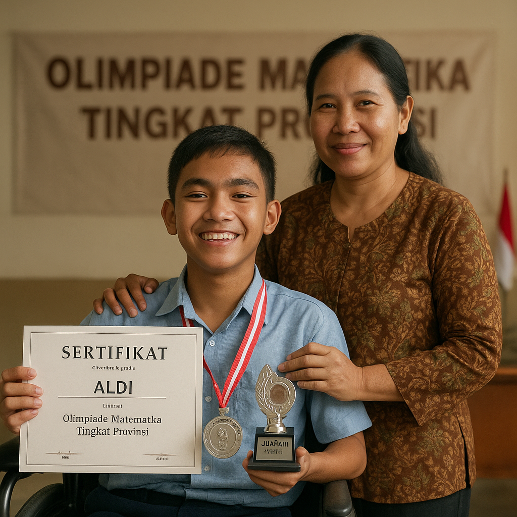 Anak Prajurit TNI dengan Disabilitas Juara Olimpiade Matematika Tingkat Provinsi