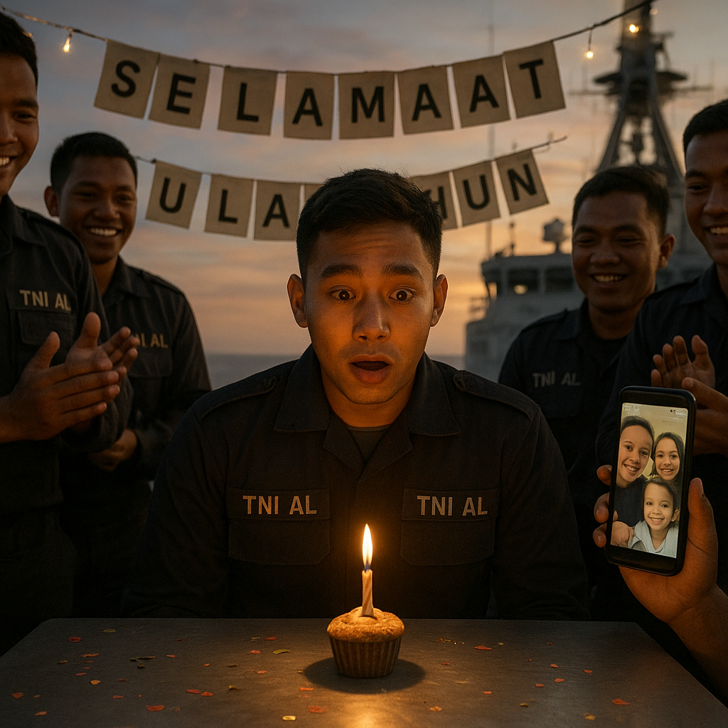 Kejutan Ulang Tahun Virtual untuk Prajurit TNI AL yang Berlayar Jauh