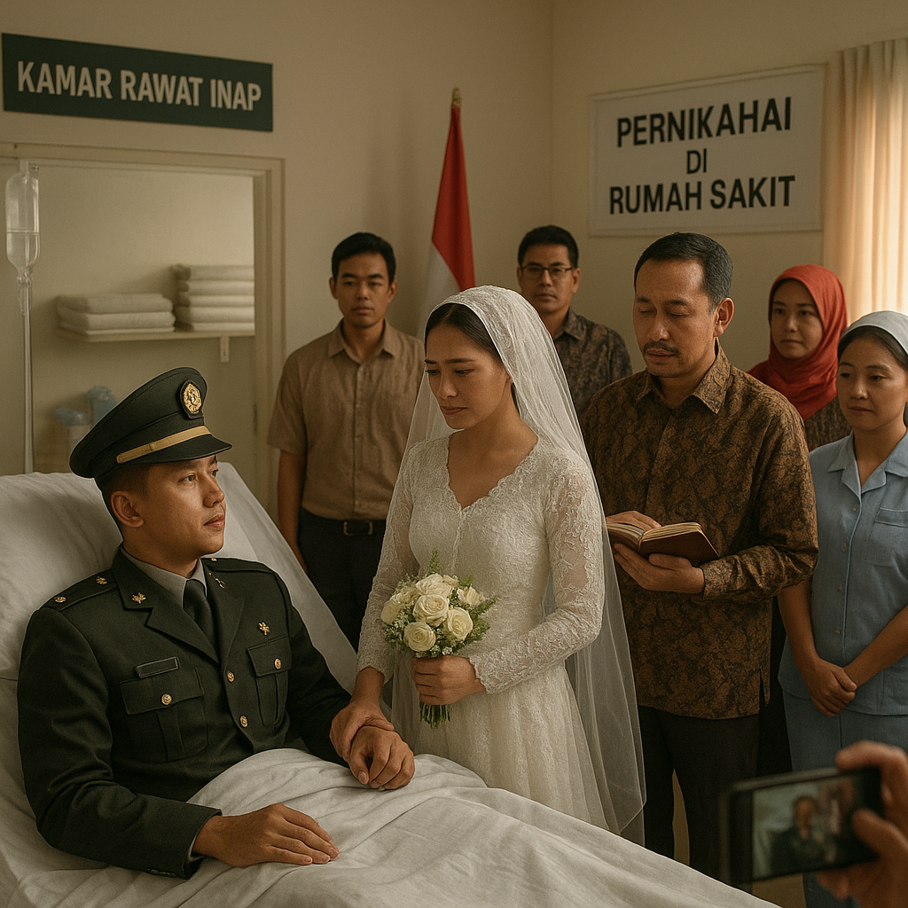 Pasangan Prajurit TNI Menikah di Rumah Sakit, Calon Suami Terbaring Sakit