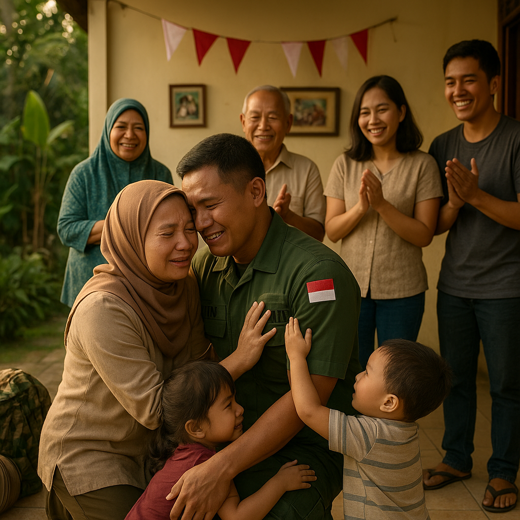 Keluarga Besar Sambut Pulangnya Prajurit TNI Usai 9 Bulan Tugas Perbatasan