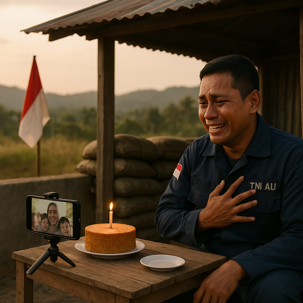 Kejutan Ulang Tahun Virtual untuk Prajurit TNI AU yang Bertugas di Perbatasan