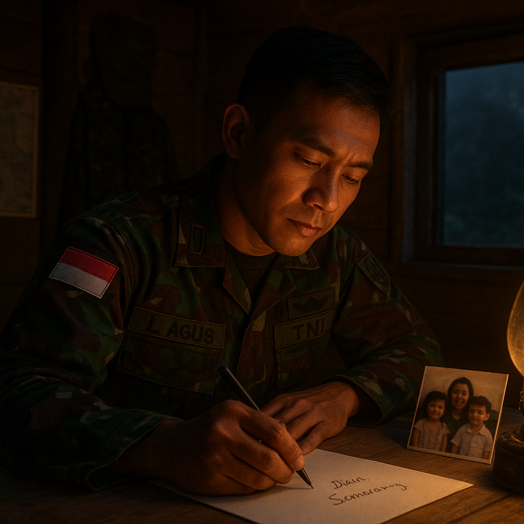 Kejutan Valentine dari Satgas TNI di Papua untuk Istri dan Anak di Jawa