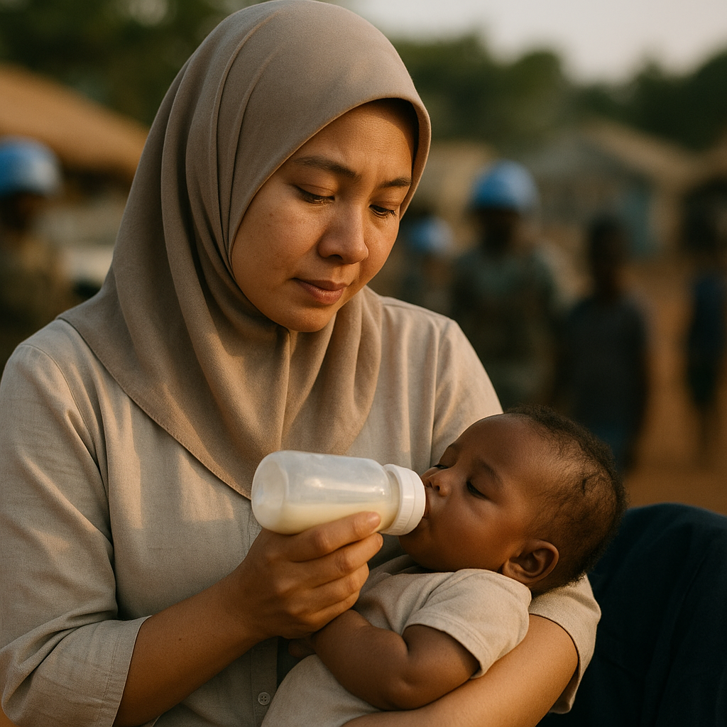 Prajurit TNI AL Menyamar Jadi Ibu Rumah Tangga Demi Menyusui Bayi di Misi Perdamaian