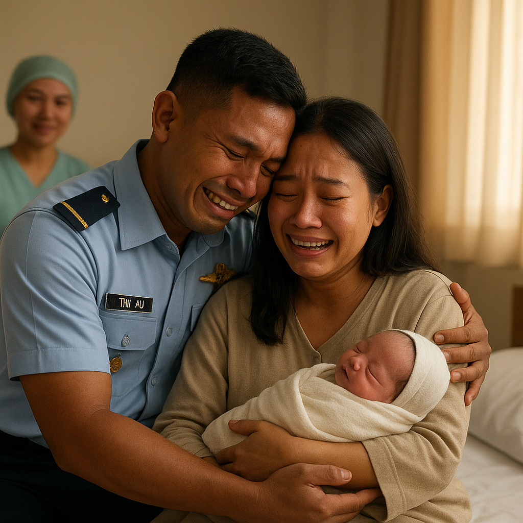 Kejutan Pulang Kampung, Prajurit TNI AU Sambut Kelahiran Anak Pertama