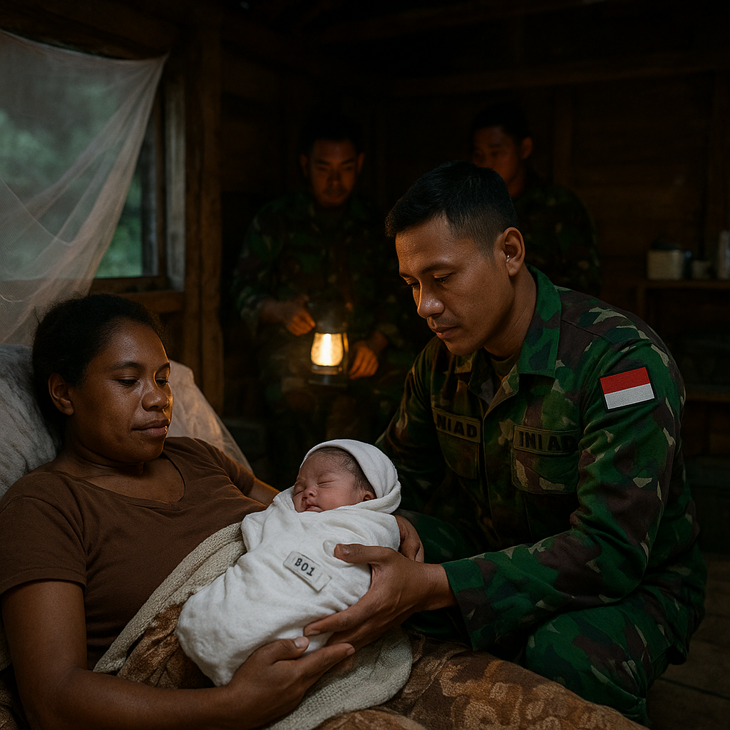 Prajurit TNI AD Bantu Persalinan Isteri di Pos Terpencil, Bayi Selamat dengan Nama 'Pos'
