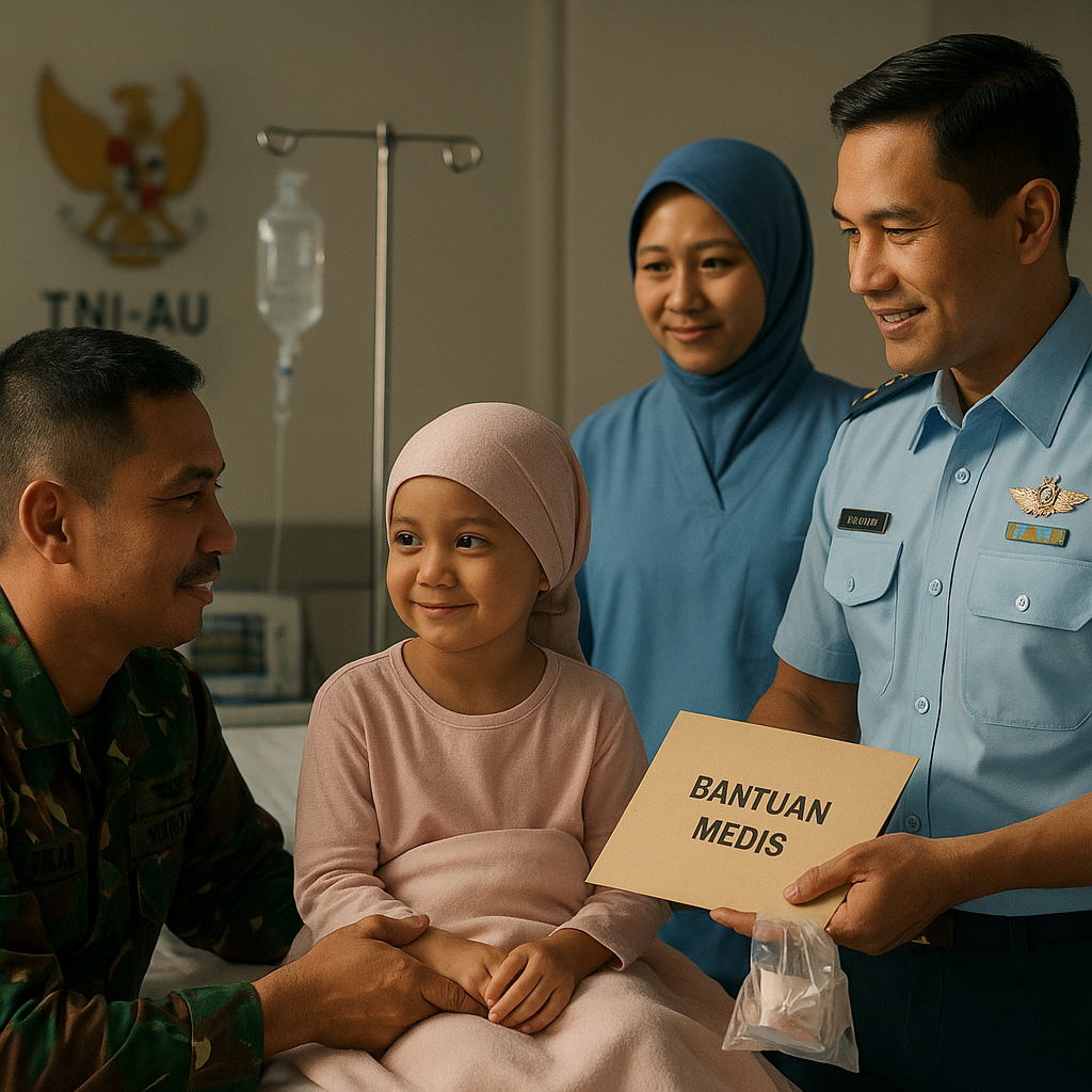 TNI AU Bantu Pengobatan Anak Prajurit yang Kena Kanker Darah