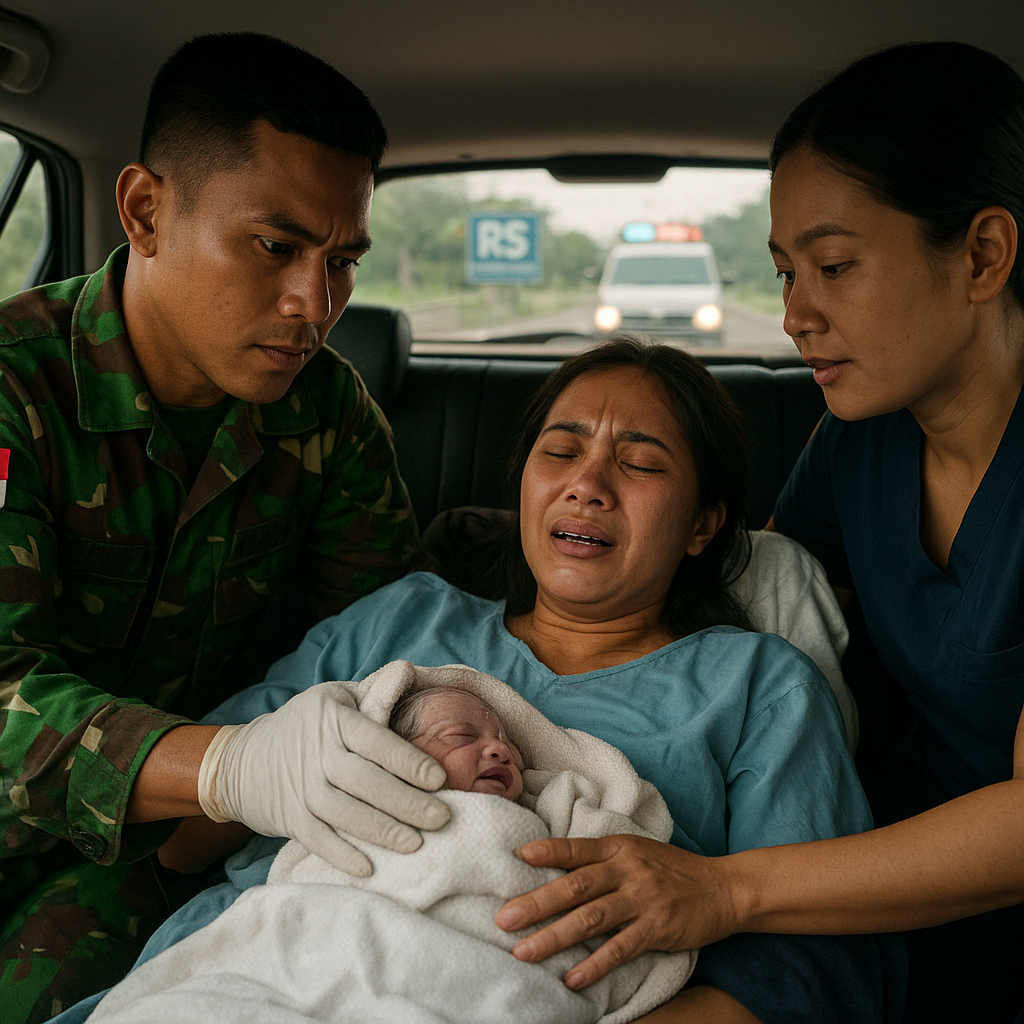 Prajurit TNI Bantu Istrinya Melahirkan di Dalam Mobil Saat Perjalanan ke Rumah Sakit