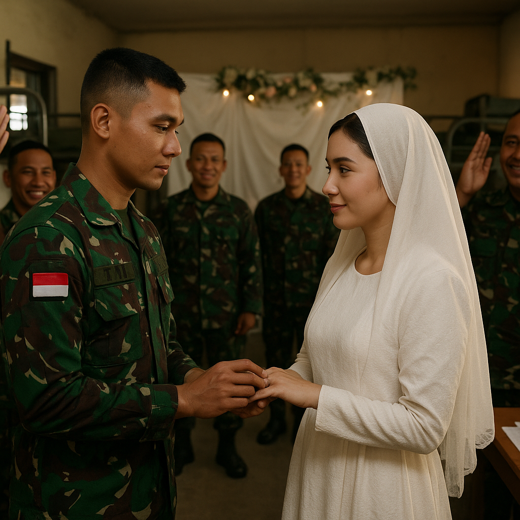 Upacara Pernikahan Sederhana di Barak, Prajurit TNI Menikah di Sela Waktu Istirahat Latihan