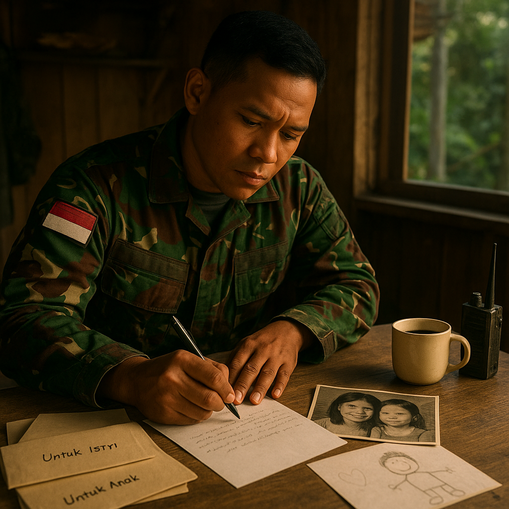 Surat Cinta dari Perbatasan: Prajurit TNI AD di Pos Terpencil Kirim Surat untuk Istri dan Anak