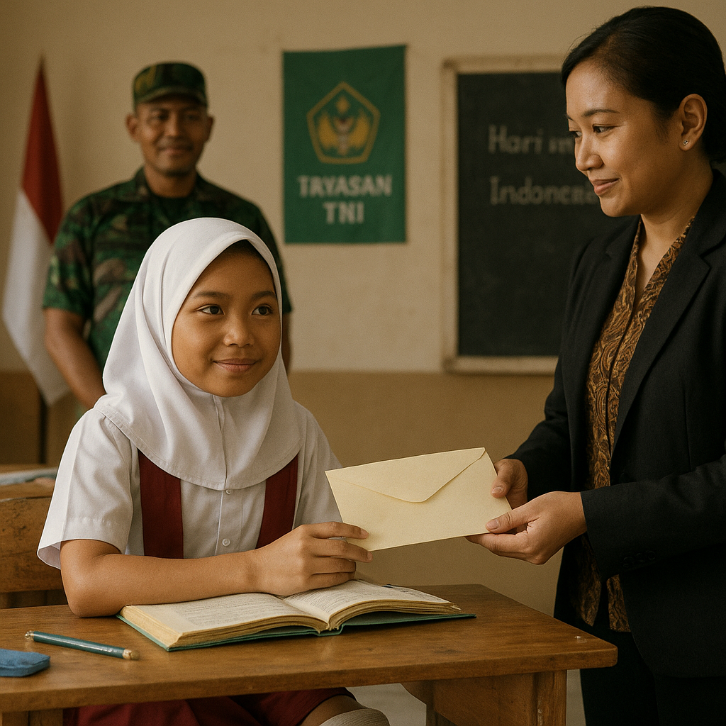 Anak Prajurit TNI AD Penderita Kanker Tetap Semangat Sekolah, Dapat Bantuan Pendidikan dari Yayasan TNI