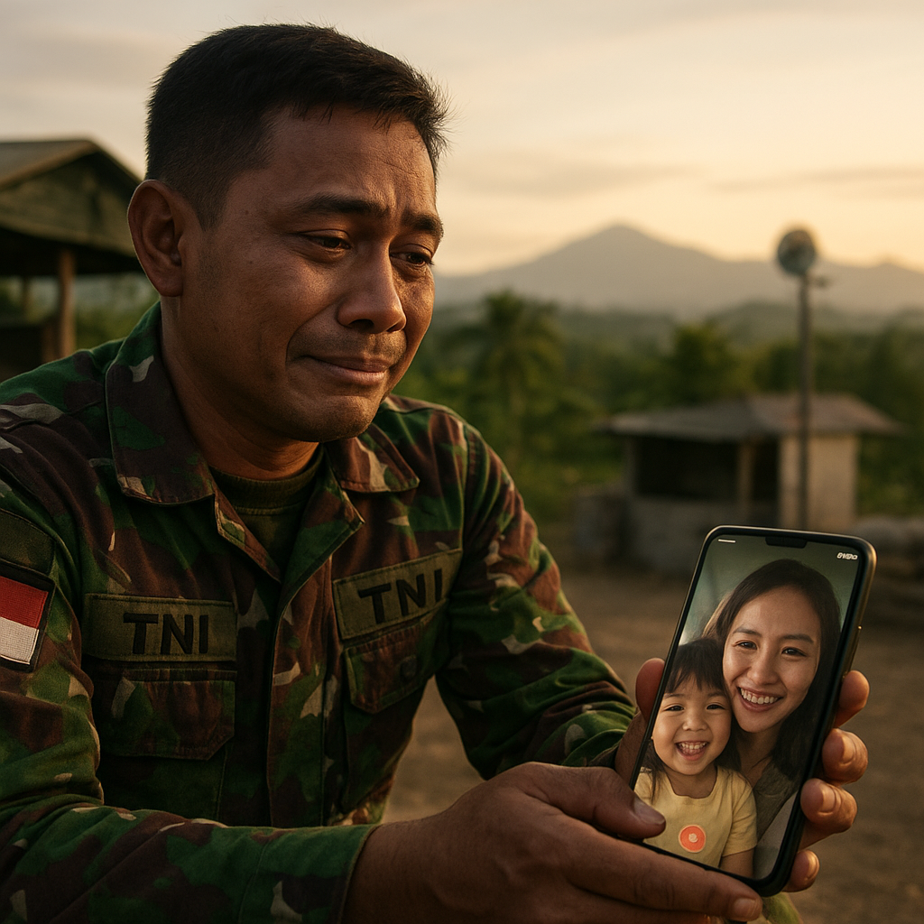 Kejutan Valentine dari Medan Tempur: Video Call Prajurit TNI untuk Istri dan Anak