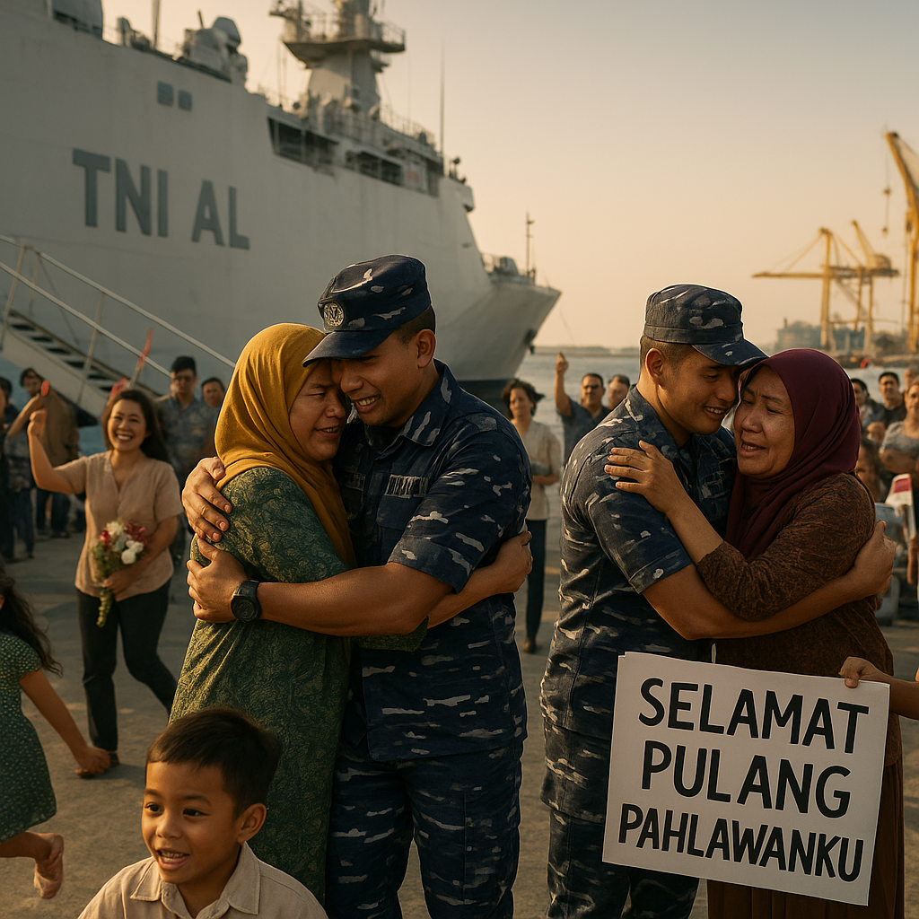 Kisah Haru Reuni Keluarga Prajurit Usai 3 Tahun Bertugas di Kapal Perang