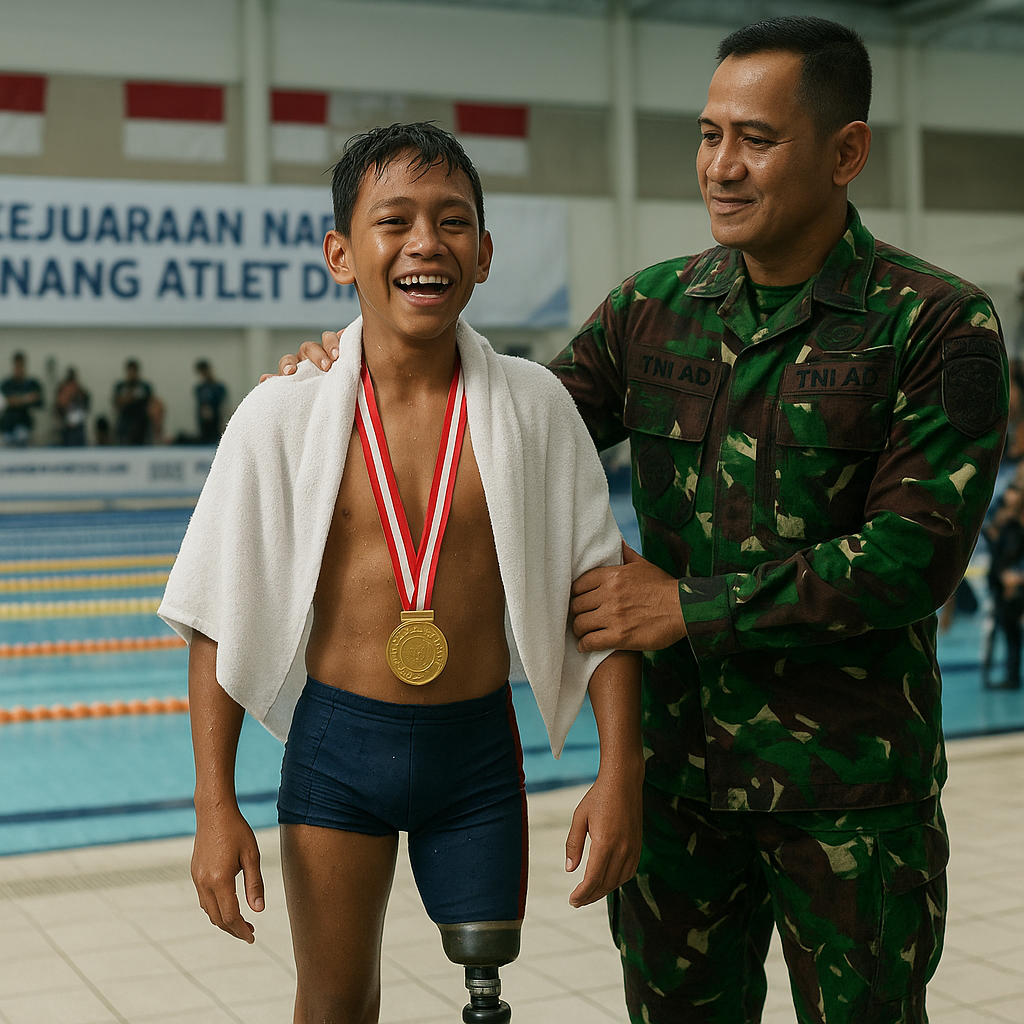 Anak Prajurit dengan Disabilitas Raih Juara Renang Nasional, Bukti Dukungan Tanpa Batas