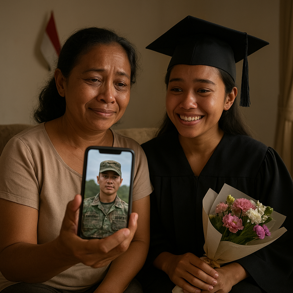 Keluarga Prajurit TNI di NTT Rayakan Kelulusan Anak dengan Video Call dari Daerah Operasi
