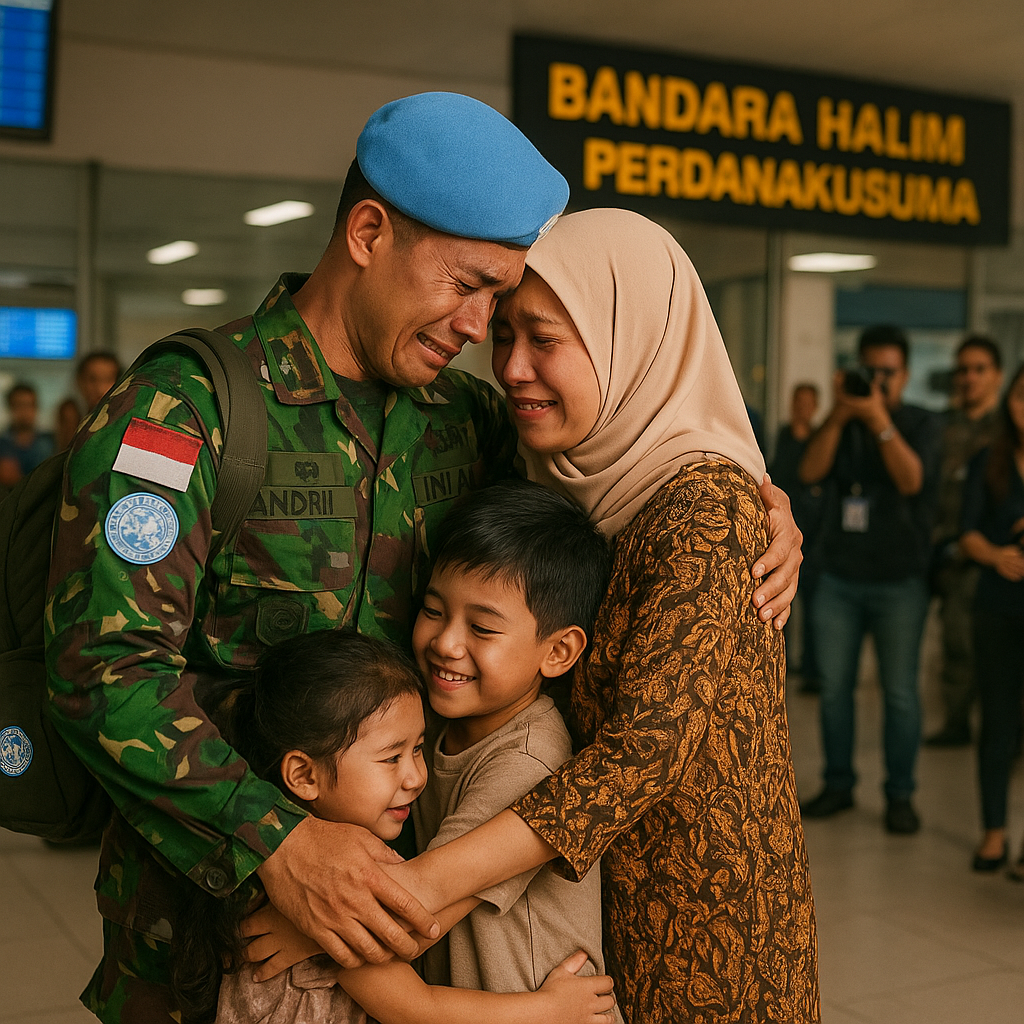 Perjalanan Emosional Prajurit TNI AD Kembali dari Misi Perdamaian PBB di Lebanon Disambut Keluarga di Bandara