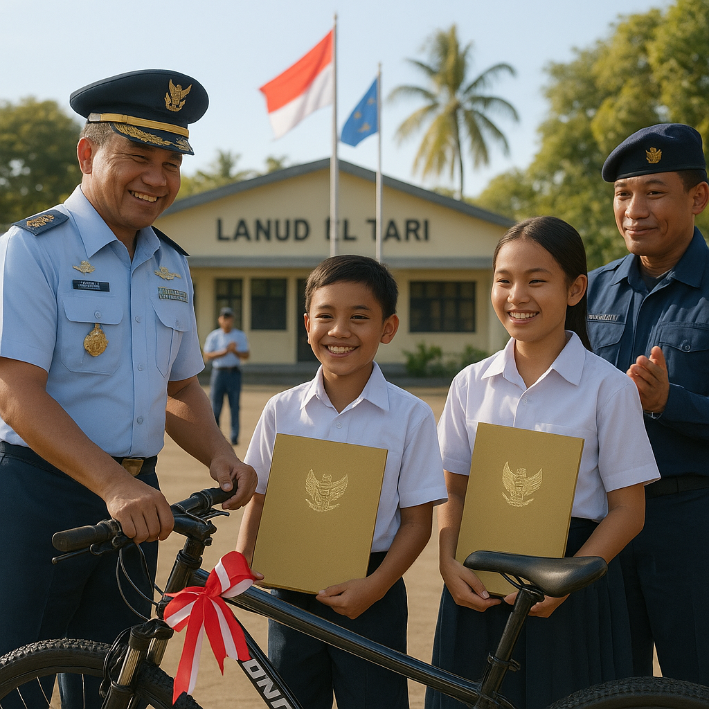 Dua Anak Prajurit TNI AU di Kupang Rayakan Kelulusan, Dihadiahi Sepeda oleh Komandan Lanud