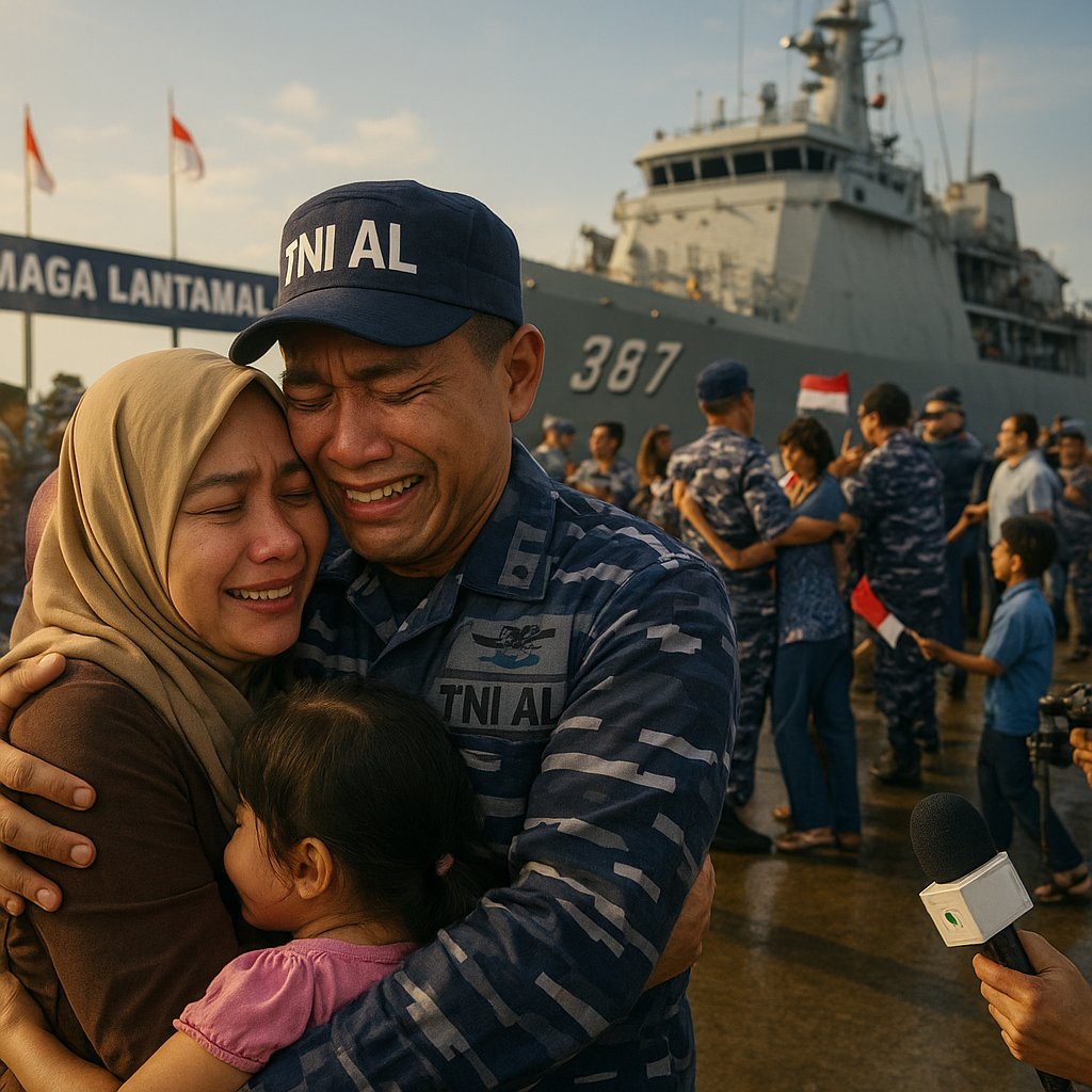 Prajurit TNI AL Reuni dengan Keluarga setelah 8 Bulan Bertugas di Kapal Perang