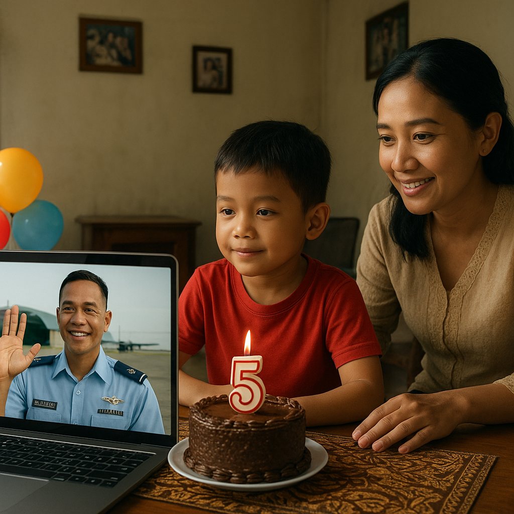 Kejutan Ultah untuk Anak Prajurit TNI AU dari Ayahnya yang Bertugas di Lanud Terpencil