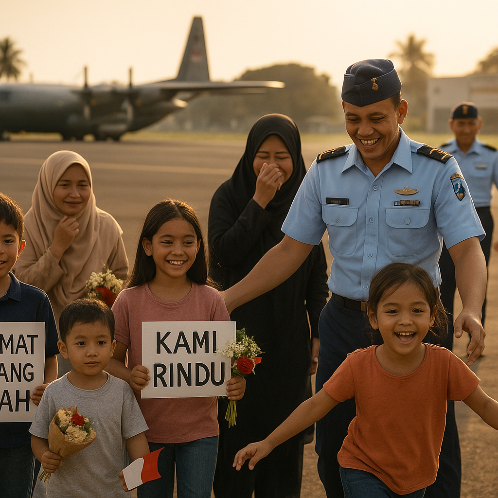 Menunggu di Ujung Runway: Anak-anak Prajurit TNI AU Menyambut Ayah Pulang dari Tugas