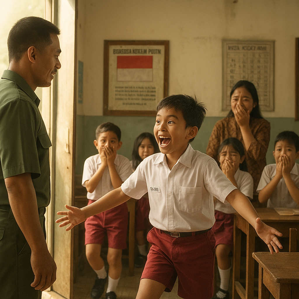 Harian Sersan TNI AD Pulang dari Perbatasan, Kejutan untuk Anak di Sekolah Bikin Seisi Kelas Menangis