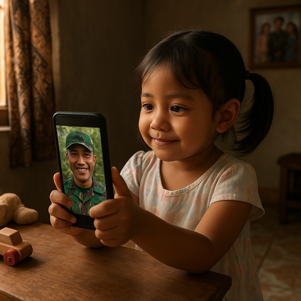 Gadis Kecil Menanti Ayah: Video Call Menghubungkan Prajurit dan Anaknya