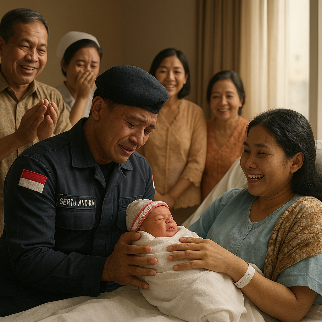 Prajurit TNI AL Pulang setelah 9 Bulan Tugas di Kapal, Kejutan untuk Anak yang Baru Lahir