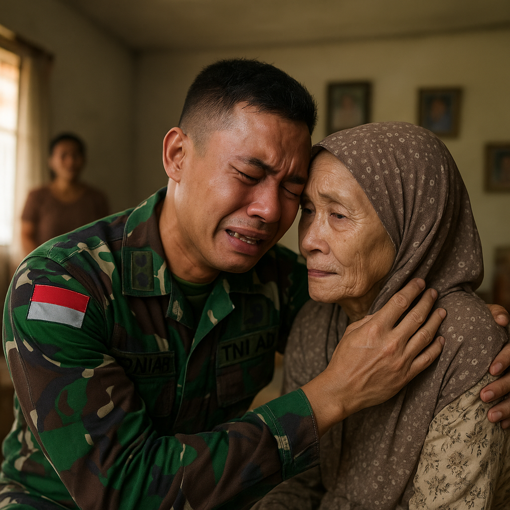 Prajurit TNI AD Menangis Saat Bertemu Ibunya yang Sudah 2 Tahun Tidak Dijenguk, Ternyata Sedang Menderita Kanker