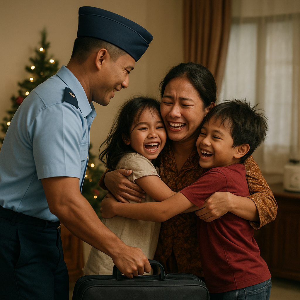 Kejutan Natal untuk Keluarga: Prajurit TNI AU Pulang Mendadak dari Penugasan Perbatasan