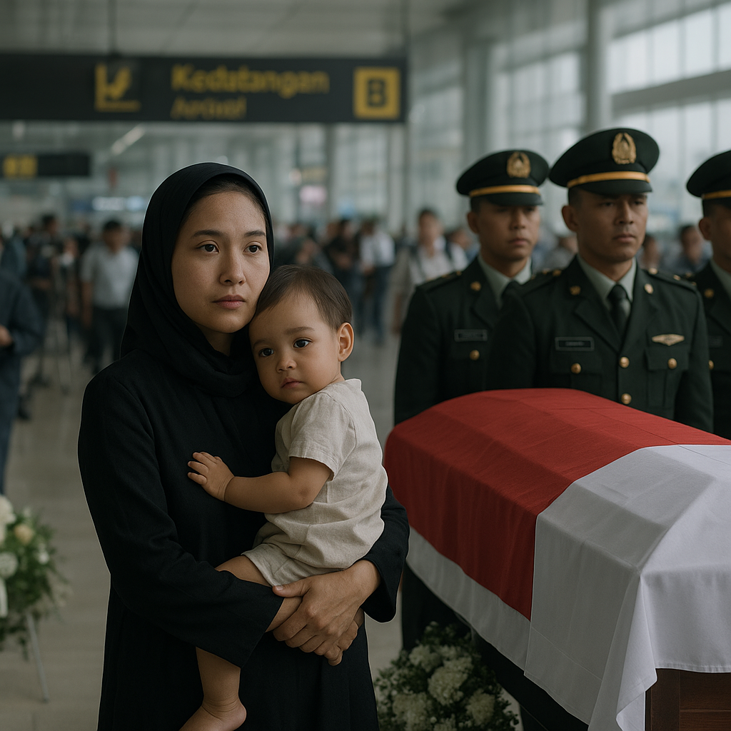 Balita di Pangkuan, Istri Prajurit Antar Jenazah Suami dari Lebanon hingga Makam