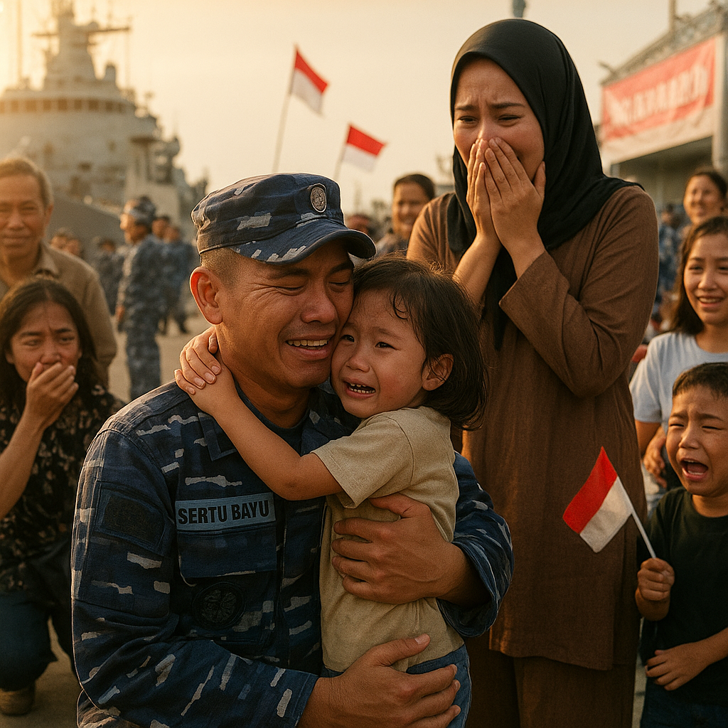 Kisah Haru Reuni Keluarga Prajurit TNI AL Usai 8 Bulan Tugas di Kapal Perang